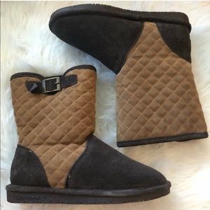 BEARPAW Brown quilted suede winter boots 9 buckle booties boot Ugg